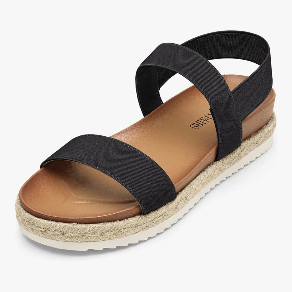 Dream Pairs black elastic strap espadrille Rosan platform sandals 5.5
